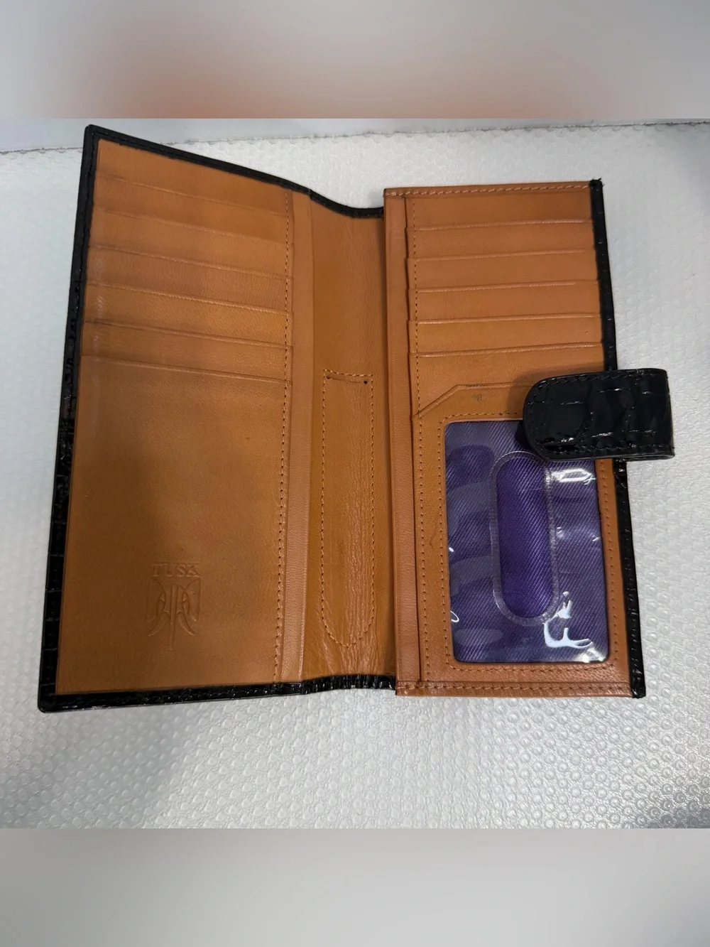 Tusk Black Croc-Embossed Leather Wallet